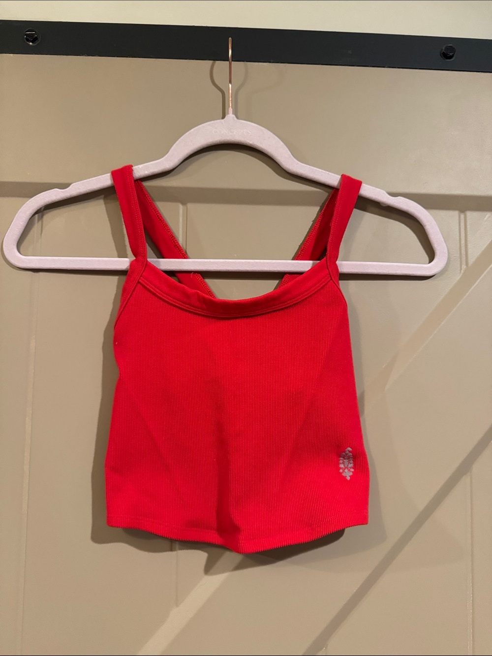 Red Ribbed Cropped Tank Top Free People Movement
